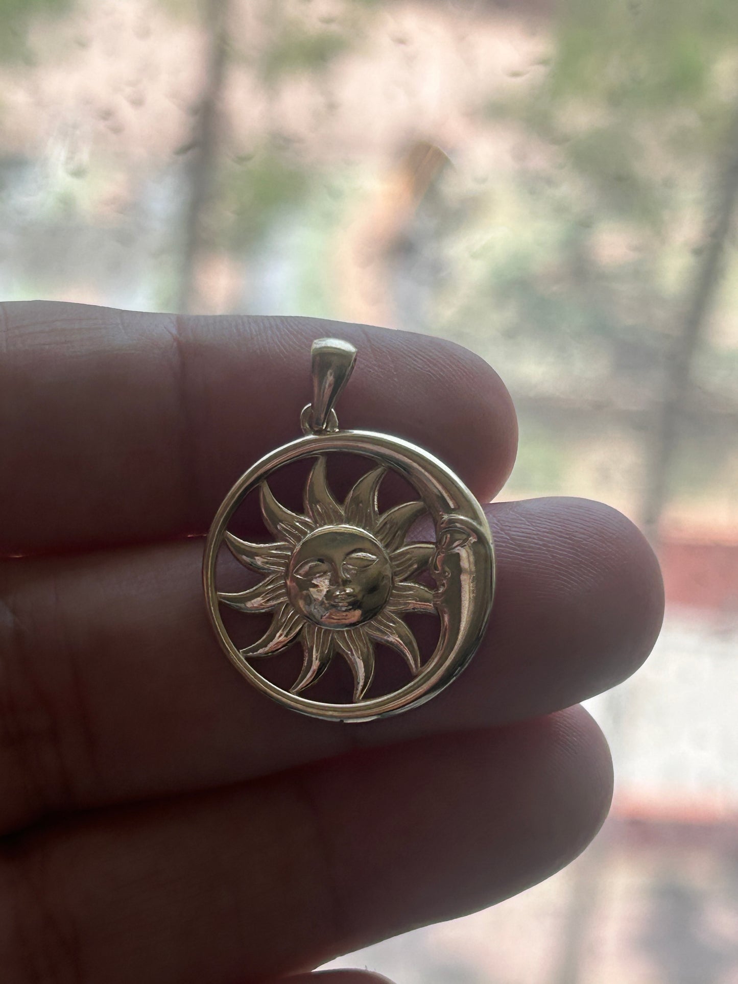 14K Solid Gold Sun and Moon Pendant / Sun and Moon Pendant for Her / Sun with Moon Pendant / Gift for Her / 10 Grams