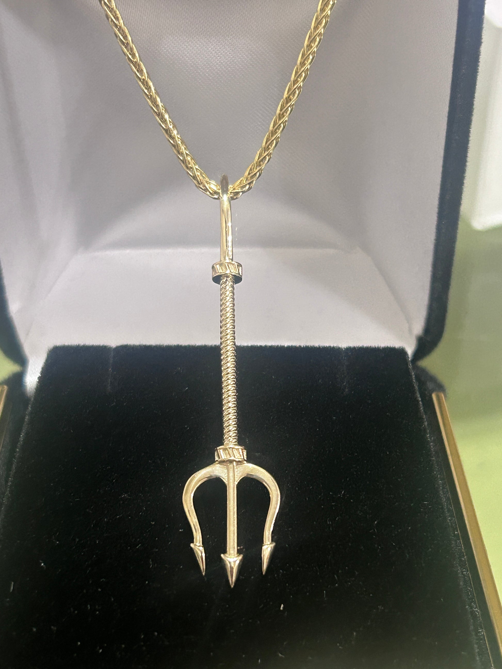 14K Gold Trident Necklace