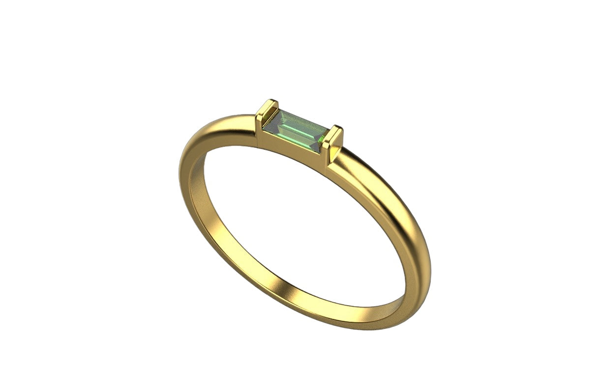 14K Solid Gold Baguette Gem Ring / Baguette Statement Ring / Baguette Thin Ring / Gift for Her