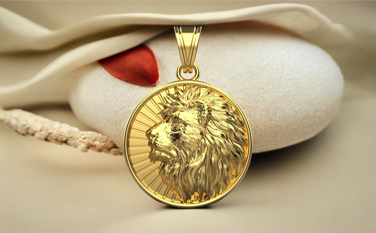 14k Solid 3D Gold Lion Pendant / Gold Lion Necklace / Lion Head Necklace / Lion Jewelry / Lion Hand Made Necklace / Great Gift Idea