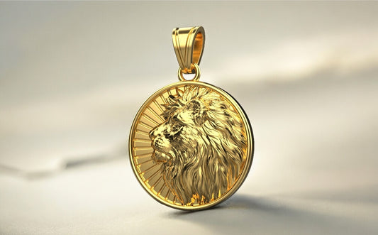 14k Solid 3D Gold Lion Pendant / Gold Lion Necklace / Lion Head Necklace / Lion Jewelry / Lion Hand Made Necklace / Great Gift Idea