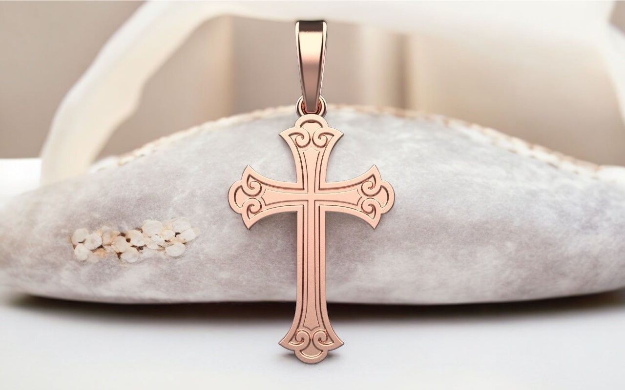 14K Solid Gold Cross Pendant  / Gold Crucifix Pendant / Unisex Gold Cross Pendant / Gold Unisex Cross/ 30mm X 20mm / Gift for Her