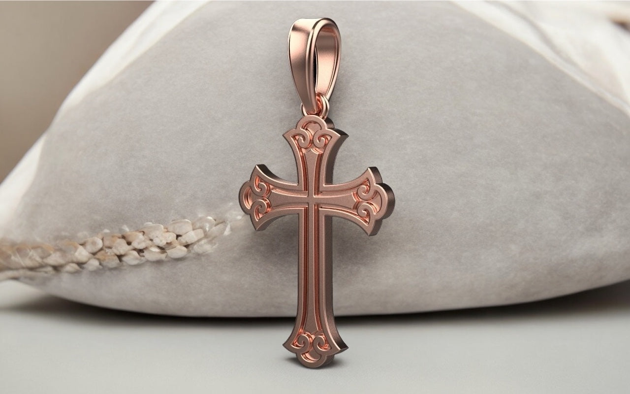 14K Solid Gold Cross Pendant  / Gold Crucifix Pendant / Unisex Gold Cross Pendant / Gold Unisex Cross/ 30mm X 20mm / Gift for Her