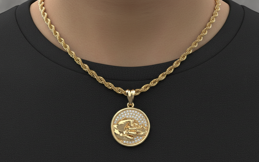 14K Solid Gold Father and Son Diamond Pendant 16mm Diameter / Father & Son Pendant / Father's Day Gift / Gift for Him