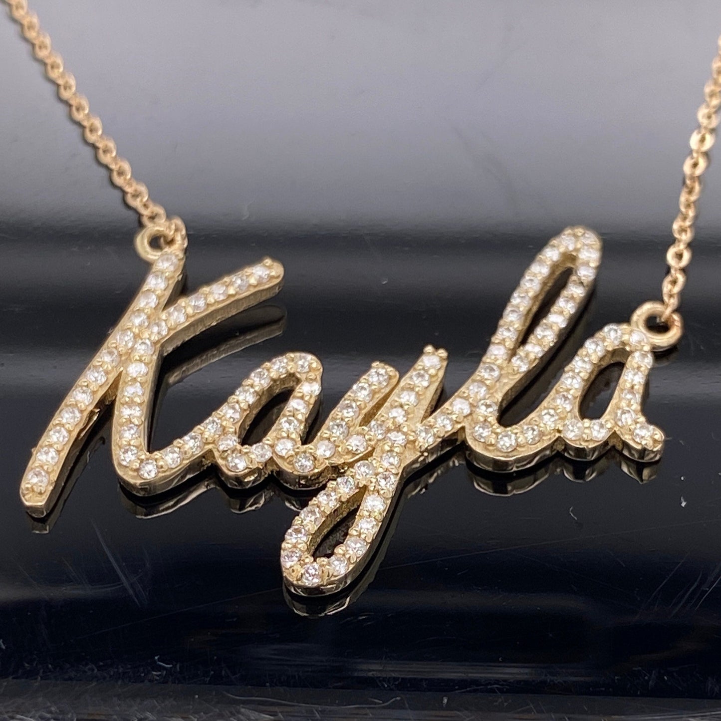 Diamond Custom Initial Name Necklace  Customized Initial Chain Necklace / Name Plate Necklace  Pendant / Name Necklace 14K Name Necklace