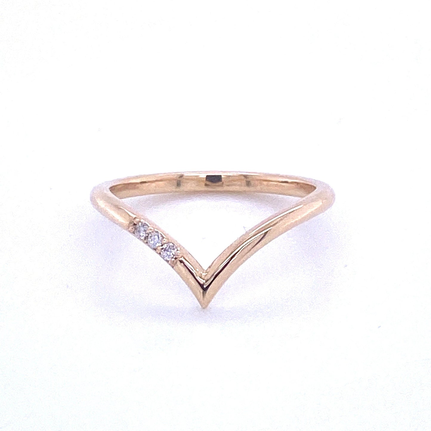 Chevron Diamond Band 1.30mm Width Simple Dainty Wedding Band Stackable Matching Diamond Ring