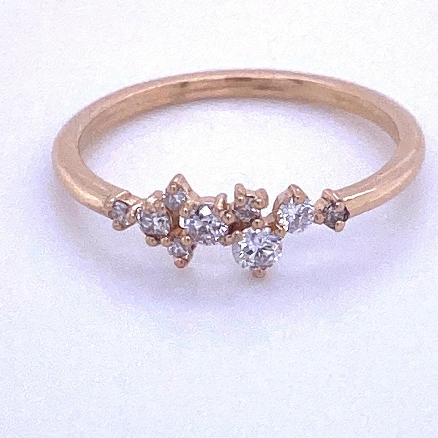 14K Solid Gold Cluster Ring / Diamond Cluster Ring / Stackable Diamond Ring / Dainty Diamond Ring / Wedding Ring / Fashion Diamond Ring