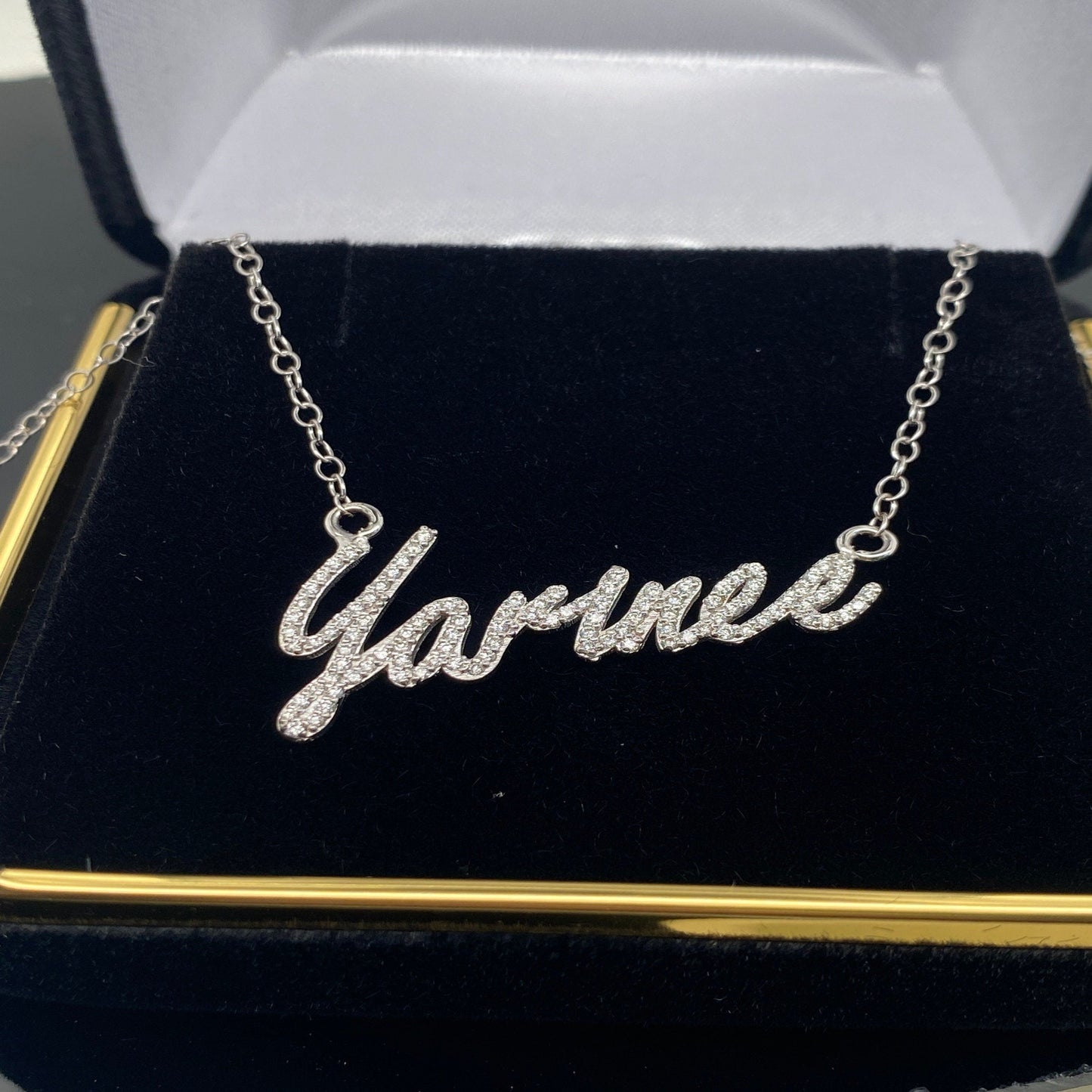 Diamond Custom Initial Name Necklace  Customized Initial Chain Necklace / Name Plate Necklace  Pendant / Name Necklace 14K Name Necklace