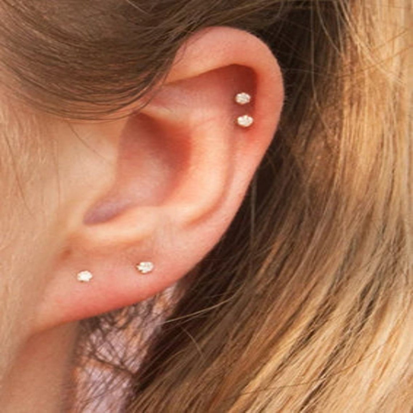 14K Solid Gold - Diamond Tiny Studs /Real Diamonds - stud earrings / Gold studs / Diamond studs - Small / diamond studs / diamond earrings