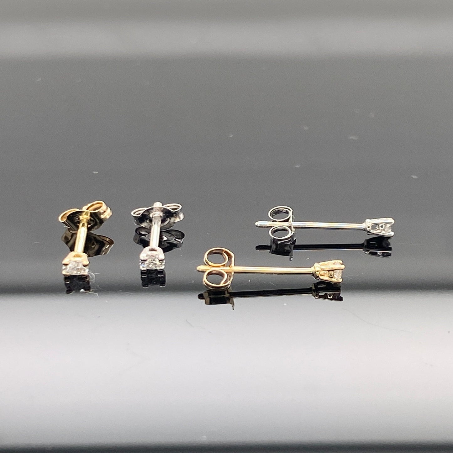 14K Solid Gold - Diamond Tiny Studs /Real Diamonds - stud earrings / Gold studs / Diamond studs - Small / diamond studs / diamond earrings