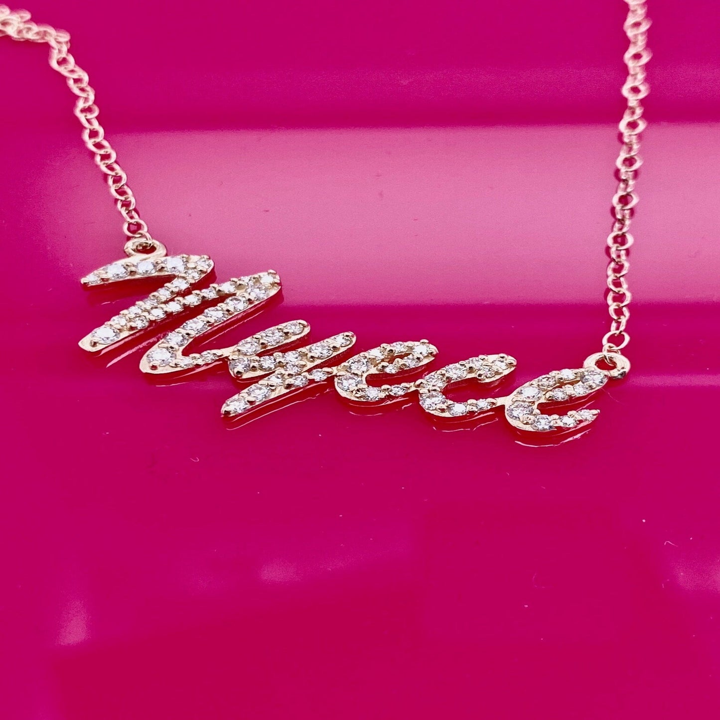 14K Gold Diamond Name Necklace / Nyece / Initial Gold Necklace / Custom Name Pendant / Gold Necklace / Spouse / Gift for Niece - JewelsnGlitters