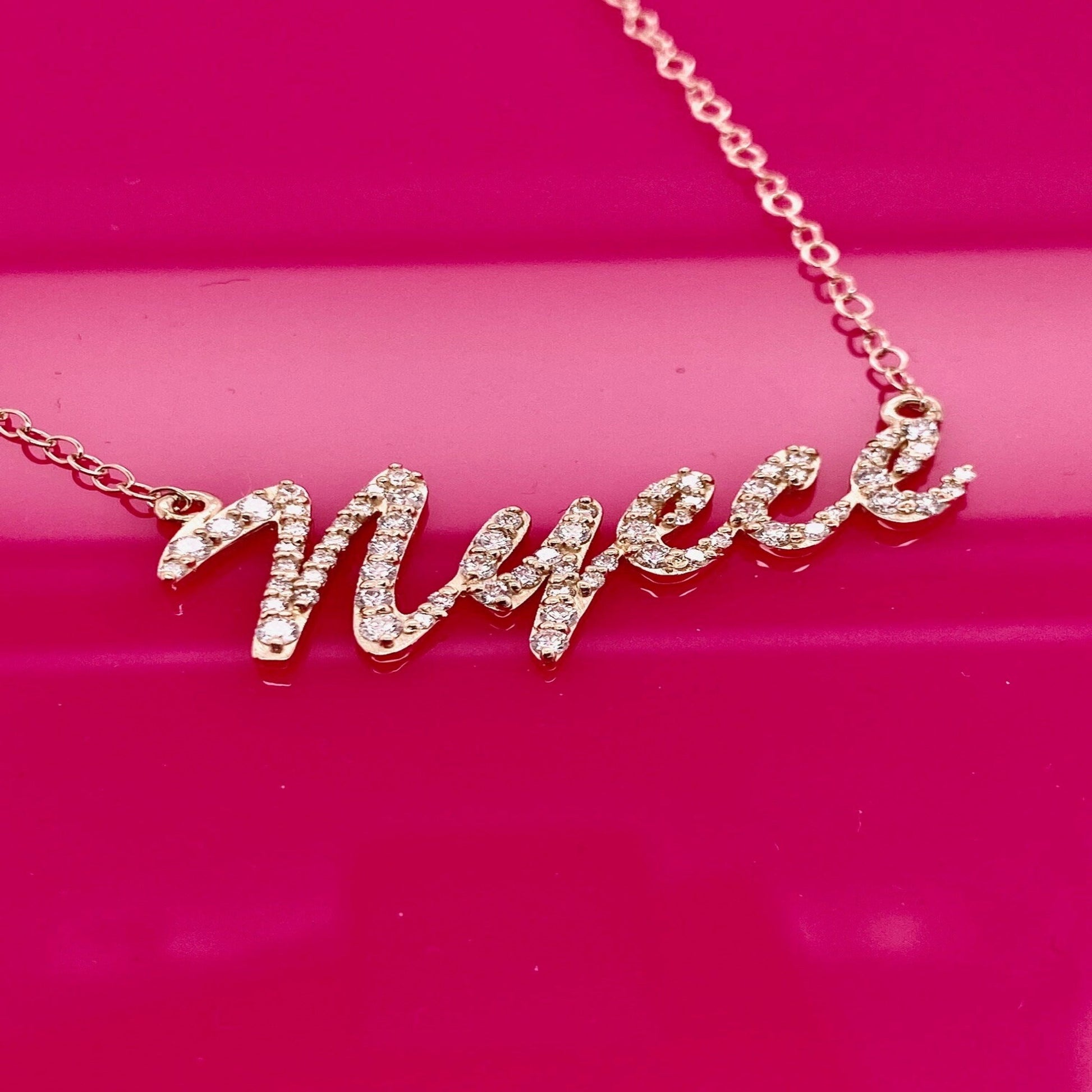 14K Gold Diamond Name Necklace / Nyece / Initial Gold Necklace / Custom Name Pendant / Gold Necklace / Spouse / Gift for Niece - JewelsnGlitters