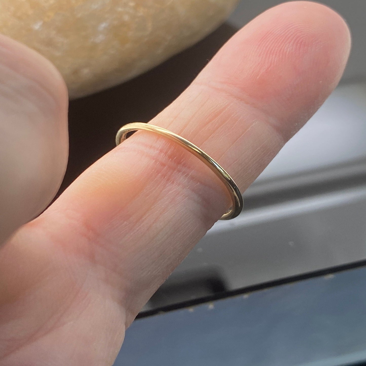 14K Solid Gold Wedding Band Recycled and Ecofriendly - 1.3MM 14K Gold Ring - Gold Wedding Rings - Thin Wedding Band - Stackable Gold Ring