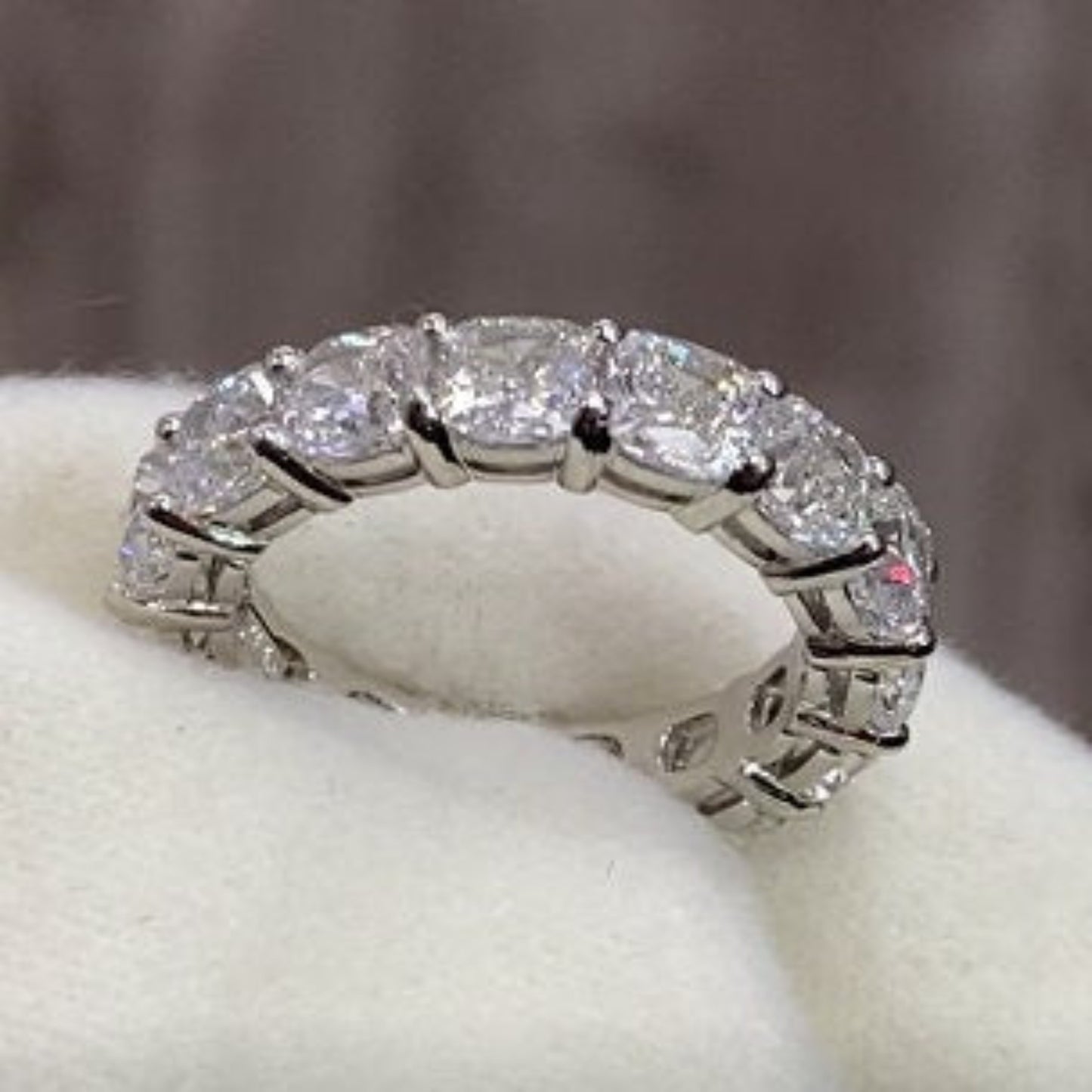 7.62 Carat Cushion Cut G.I.A Certified Diamond Eternity Band, Platinum, Wedding band, Wedding Ring, Eternity Ring, Cushion Cut Diamond