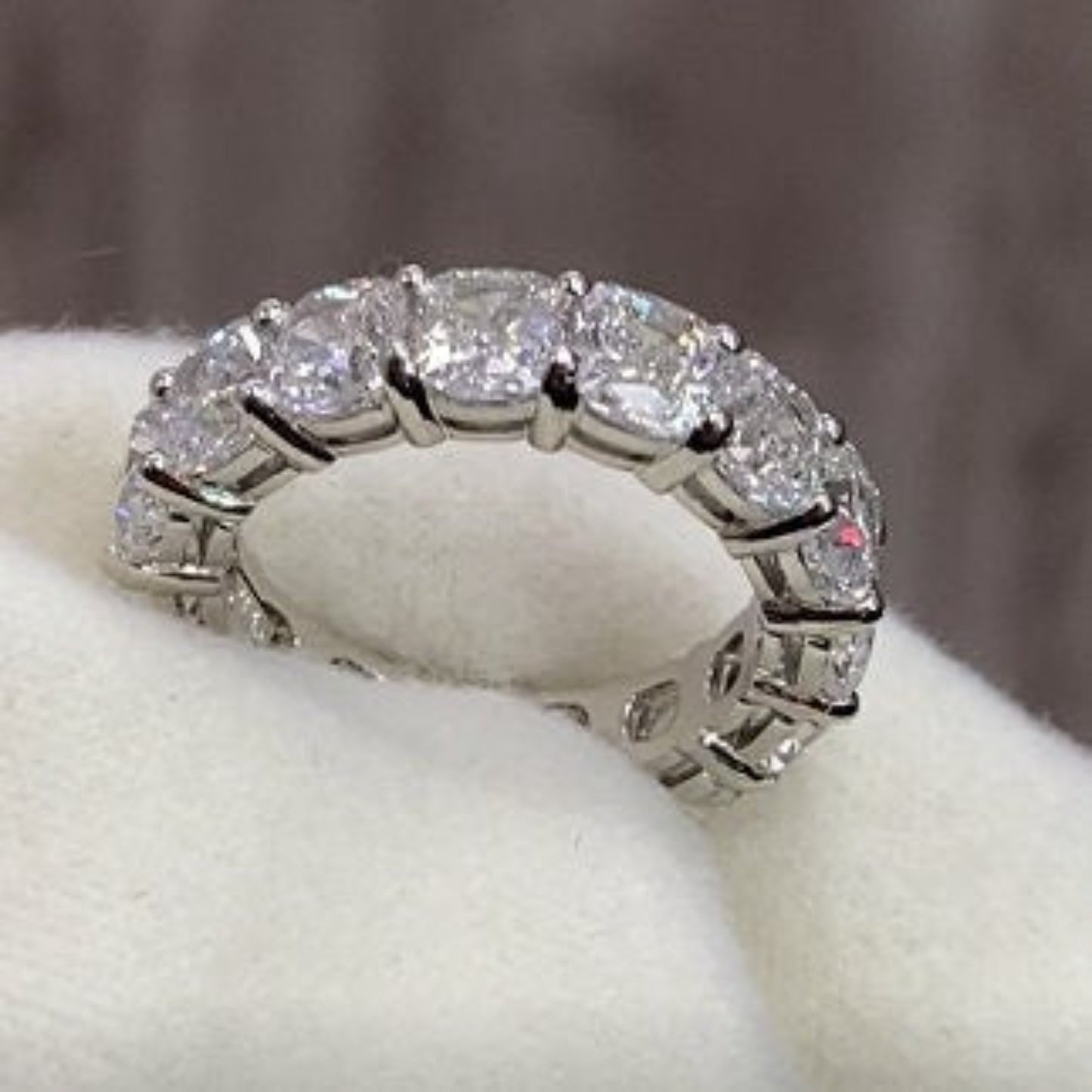 7.62 Carat Cushion Cut G.I.A Certified Diamond Eternity Band, Platinum, Wedding band, Wedding Ring, Eternity Ring, Cushion Cut Diamond