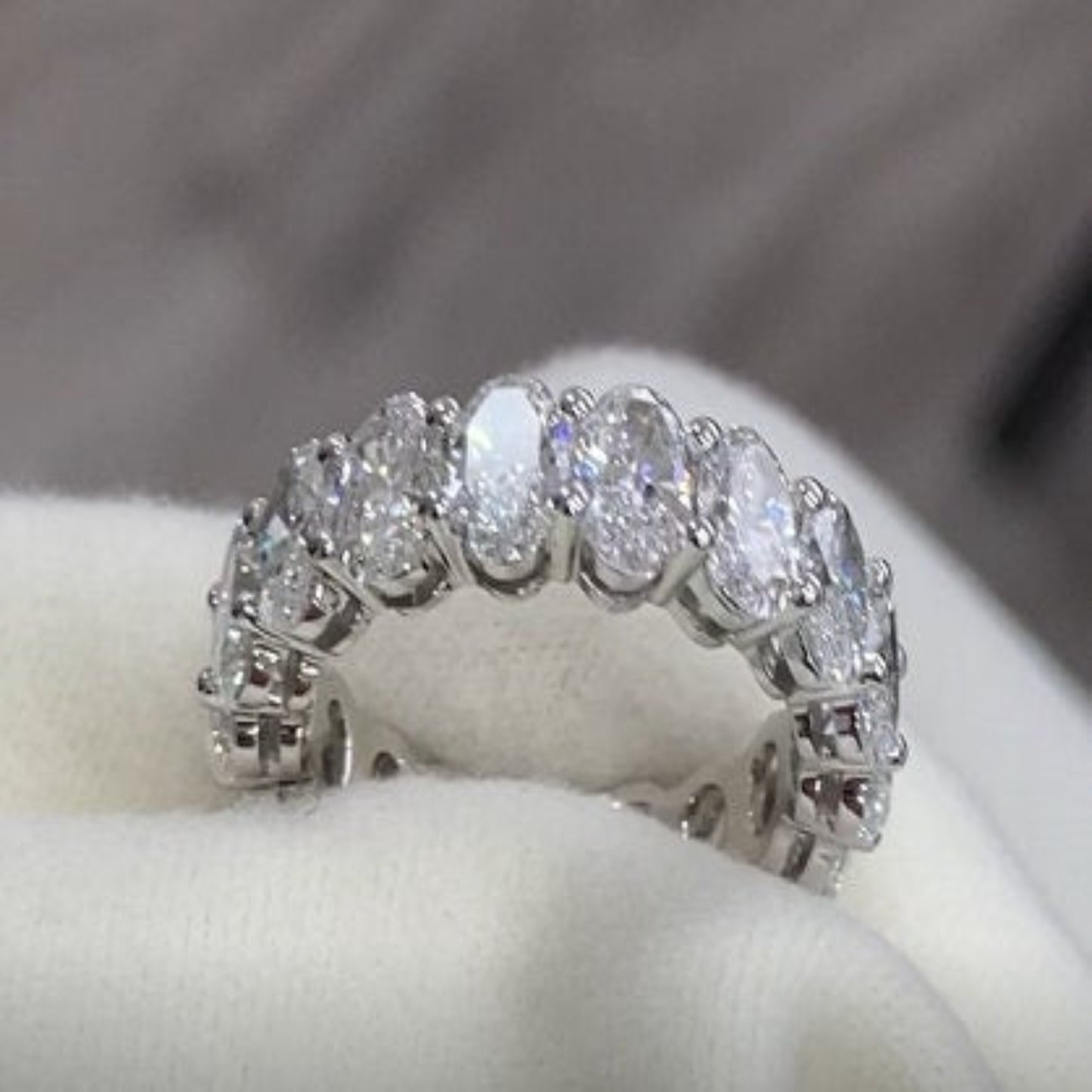 6.87 Carat Oval Cut G.I.A Certified Diamond Eternity Band, Platinum, Wedding band, Wedding Ring, Eternity Ring, Oval Cut Diamond