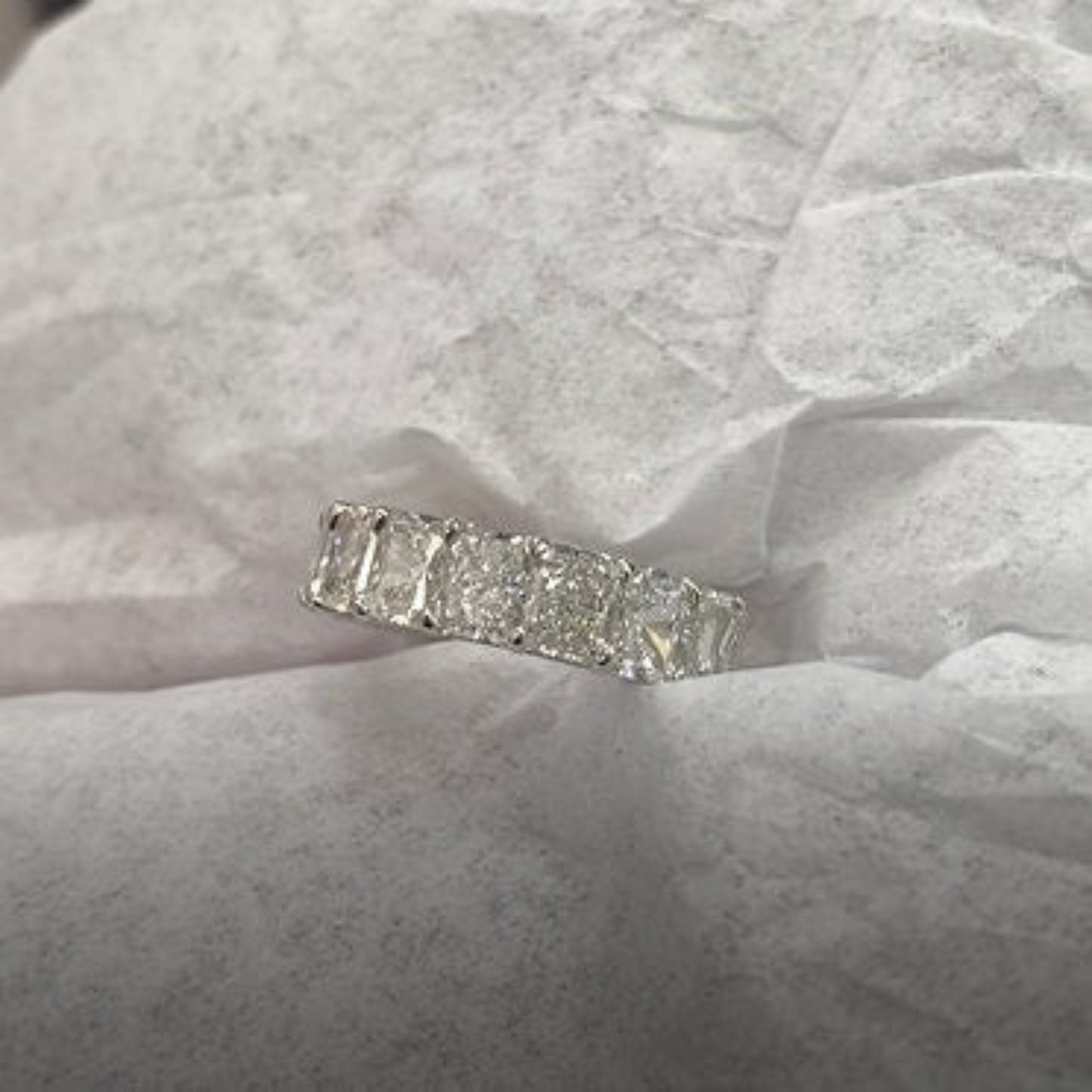 8.10 Carat Radiant Cut G.I.A Certified Diamond Eternity Band, Platinum, Wedding band, Wedding Ring, Eternity Ring, Oval Cut Diamond