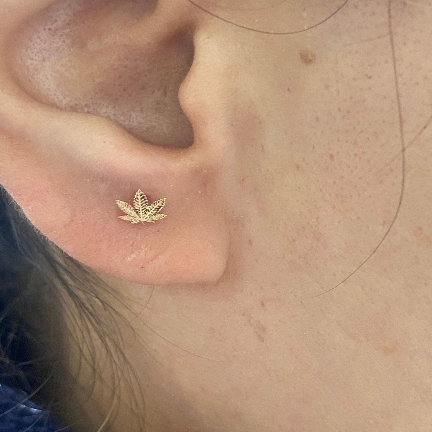 14K Solid  Yellow Gold Marijuana Studs, Gold Cannabis Leaf Studs, Gold Weed Studs Pot Leaf/ Dainty Gold Studs / Minimalist Gold Stud - JewelsnGlitters