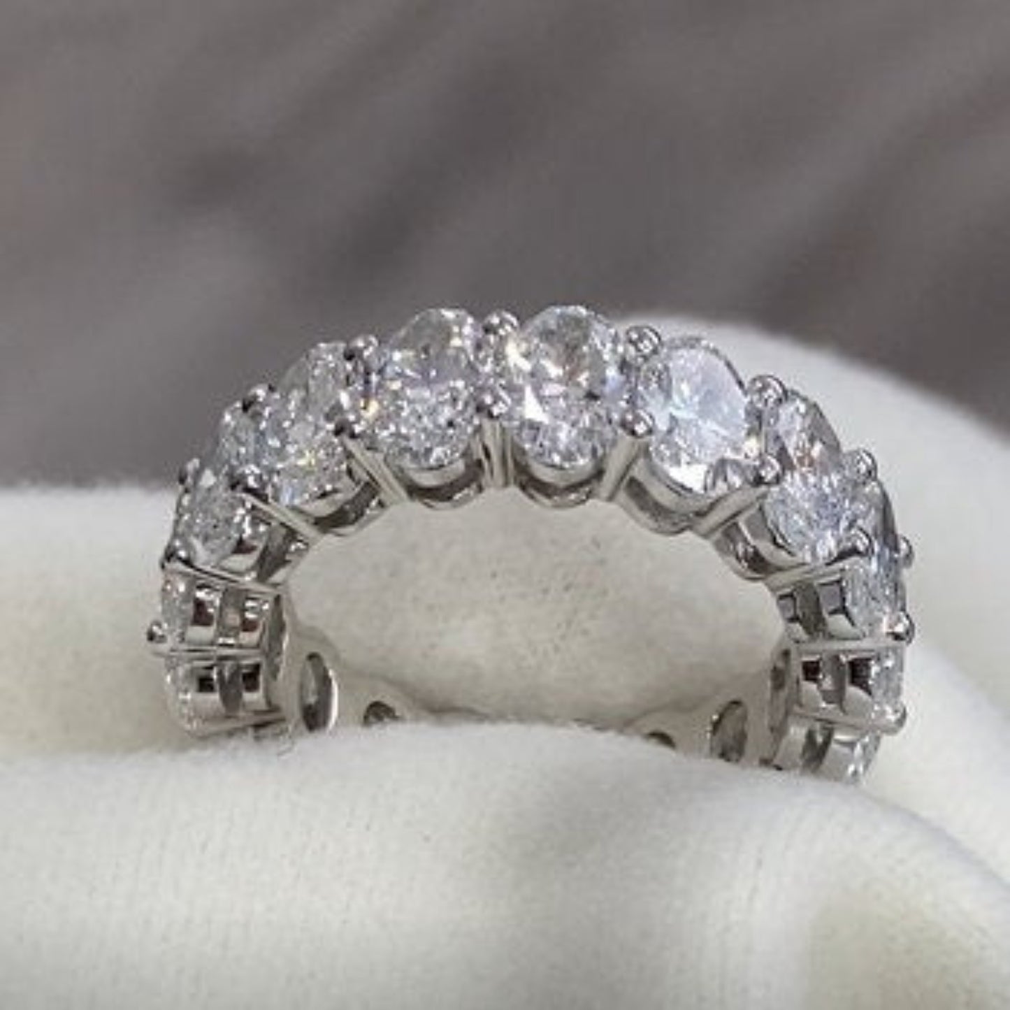 6.87 Carat Oval Cut G.I.A Certified Diamond Eternity Band, Platinum, Wedding band, Wedding Ring, Eternity Ring, Oval Cut Diamond