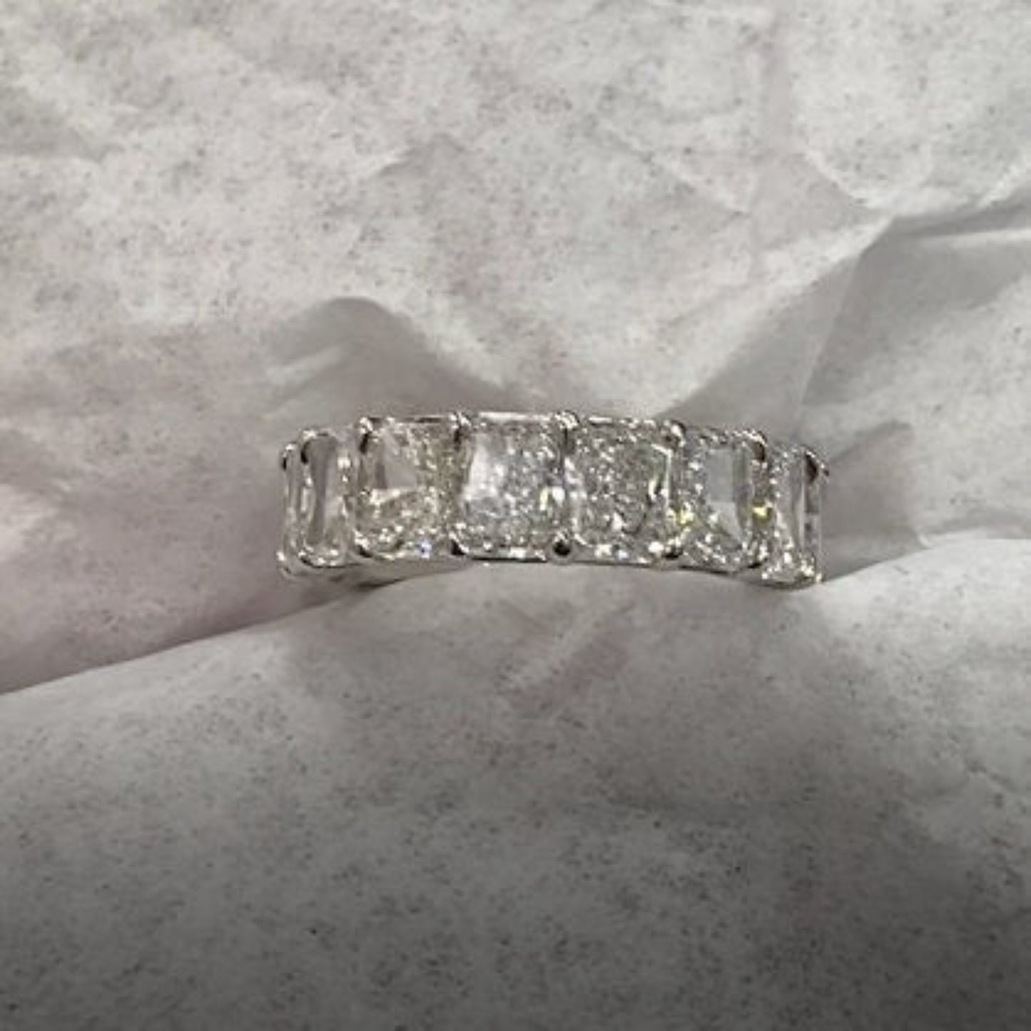 8.10 Carat Radiant Cut G.I.A Certified Diamond Eternity Band, Platinum, Wedding band, Wedding Ring, Eternity Ring, Oval Cut Diamond