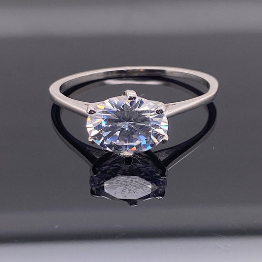 3.0 Carat Round Cut Solitaire Engagement CZ Ring .925 Sterling Silver