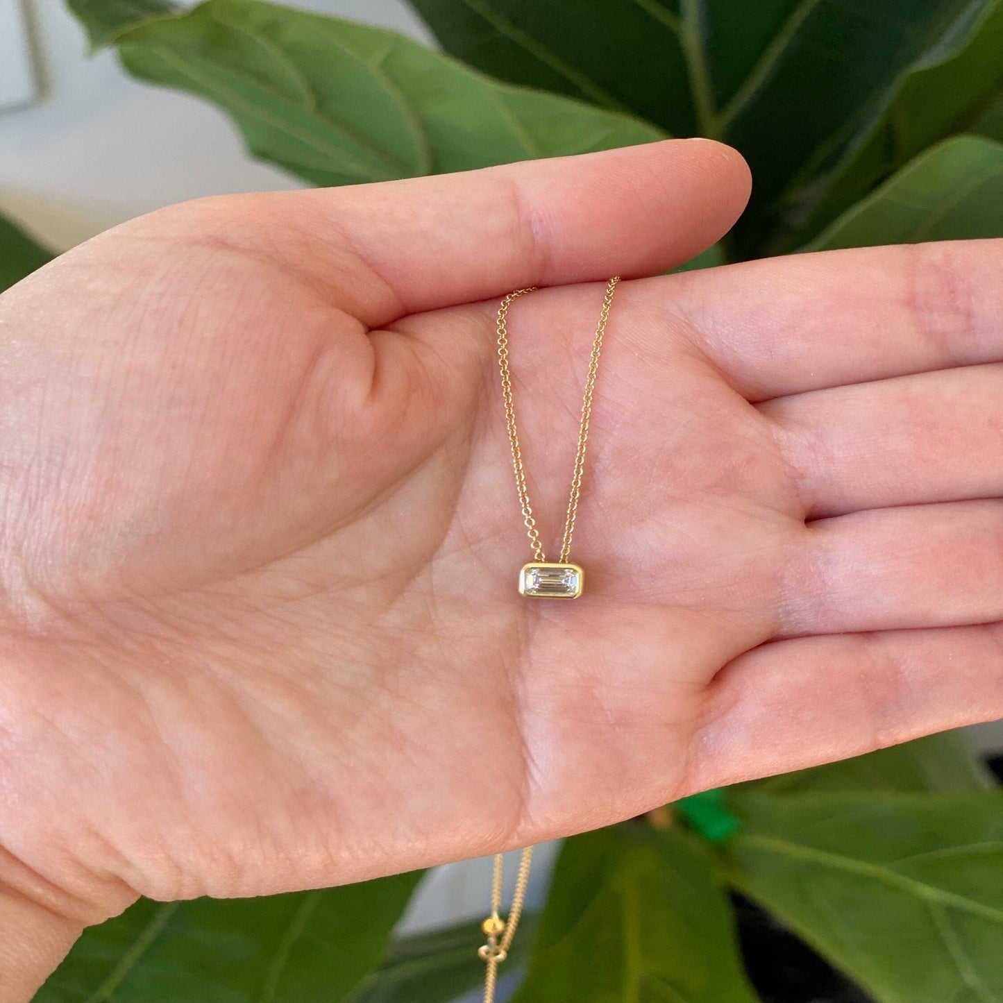 Emerald Cut Diamond Necklace for Her
