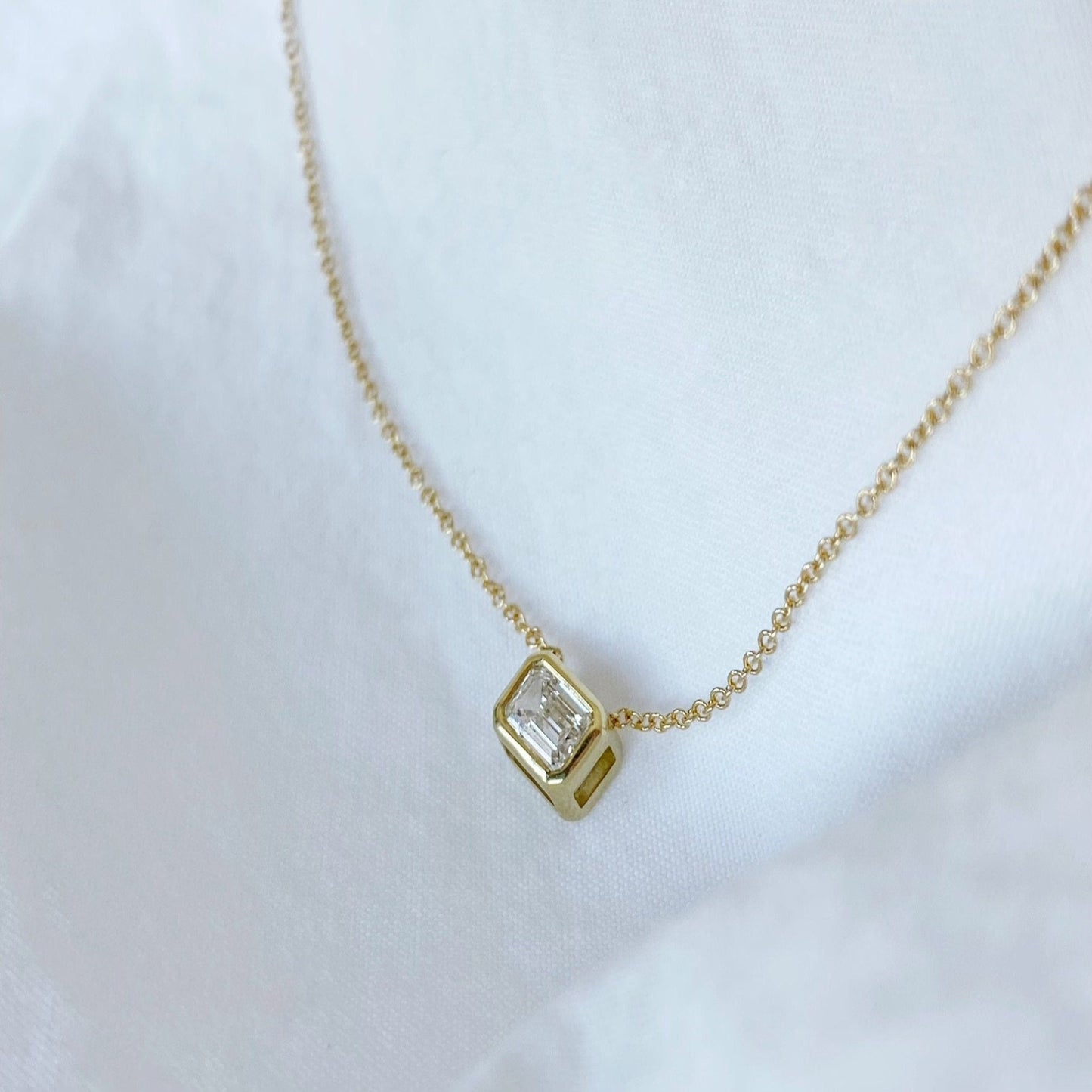 Gold Diamond Bezel Set Necklace