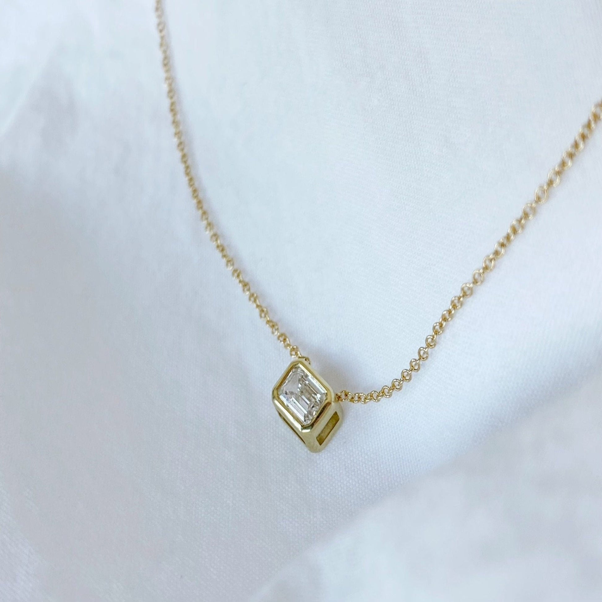 Gold Diamond Bezel Set Necklace