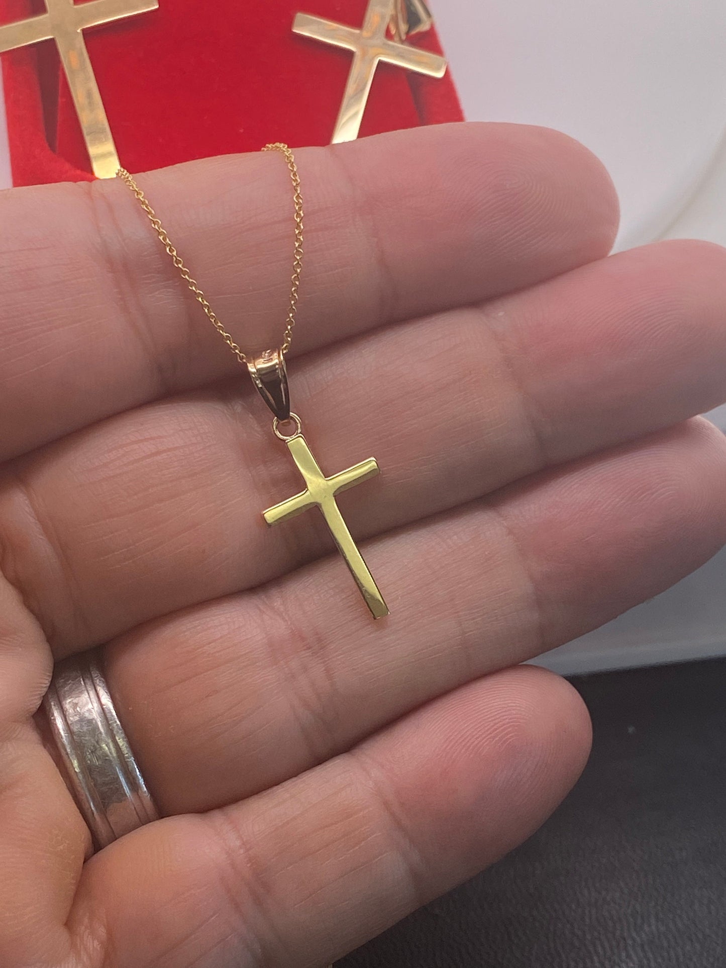 14K Solid Yellow Gold Cross Necklace / Crucifix Simple and Classic Pendant / Unisex Religious Necklace  / 3 Different Sizes / Gift for Her - JewelsnGlitters