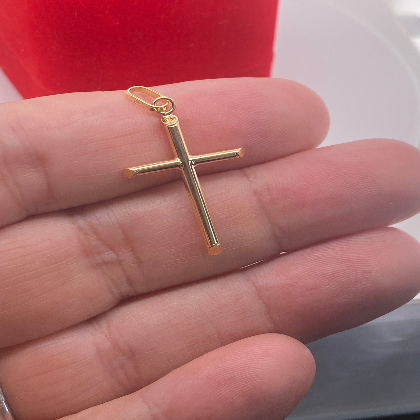 14K Solid Gold Cross Necklace / Classic Design Crucifix Pendant / Religious Necklace For Women / For Men