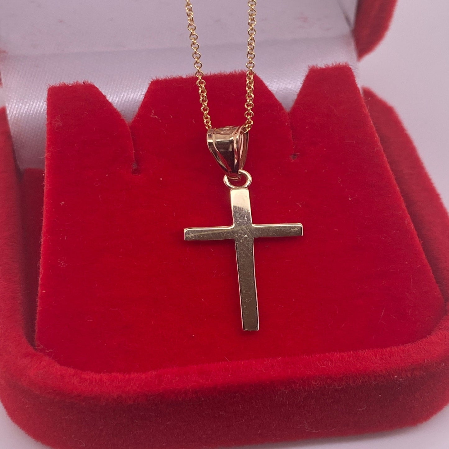 14K Solid Yellow Gold Cross Necklace / Crucifix Simple and Classic Pendant / Unisex Religious Necklace  / 3 Different Sizes / Gift for Her - JewelsnGlitters