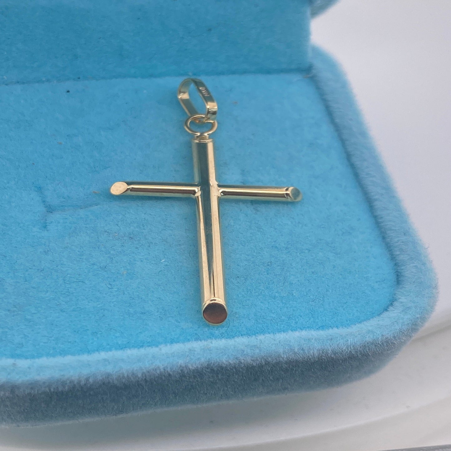 14K Solid Gold Cross Necklace / Classic Design Crucifix Pendant / Religious Necklace For Women / For Men