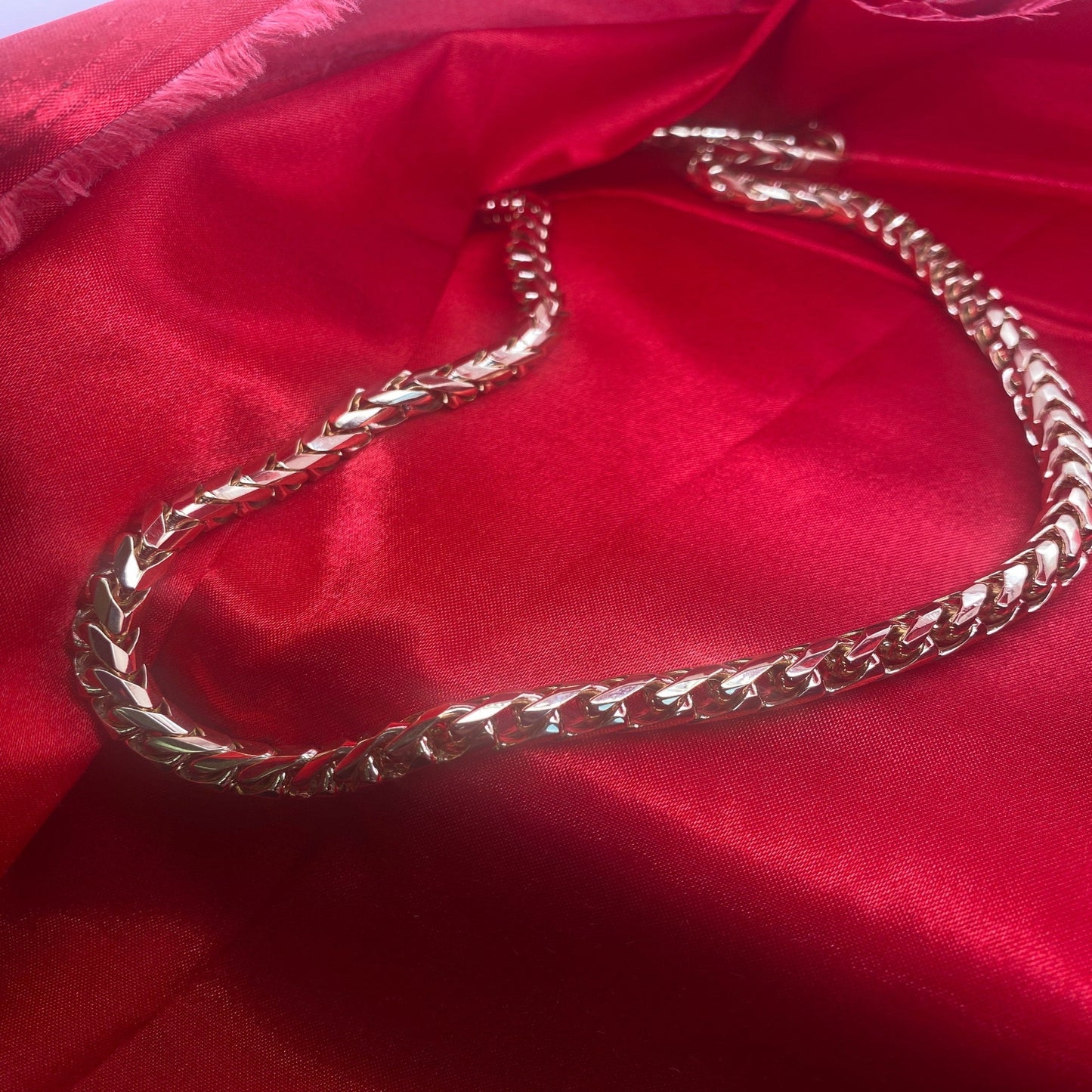 14K Solid Gold Diamond Cut Round Hand Made Franco Chain Necklace, 7.5mm Thickness 22" To 30" Length Thick Chain/Franco Necklace Chain