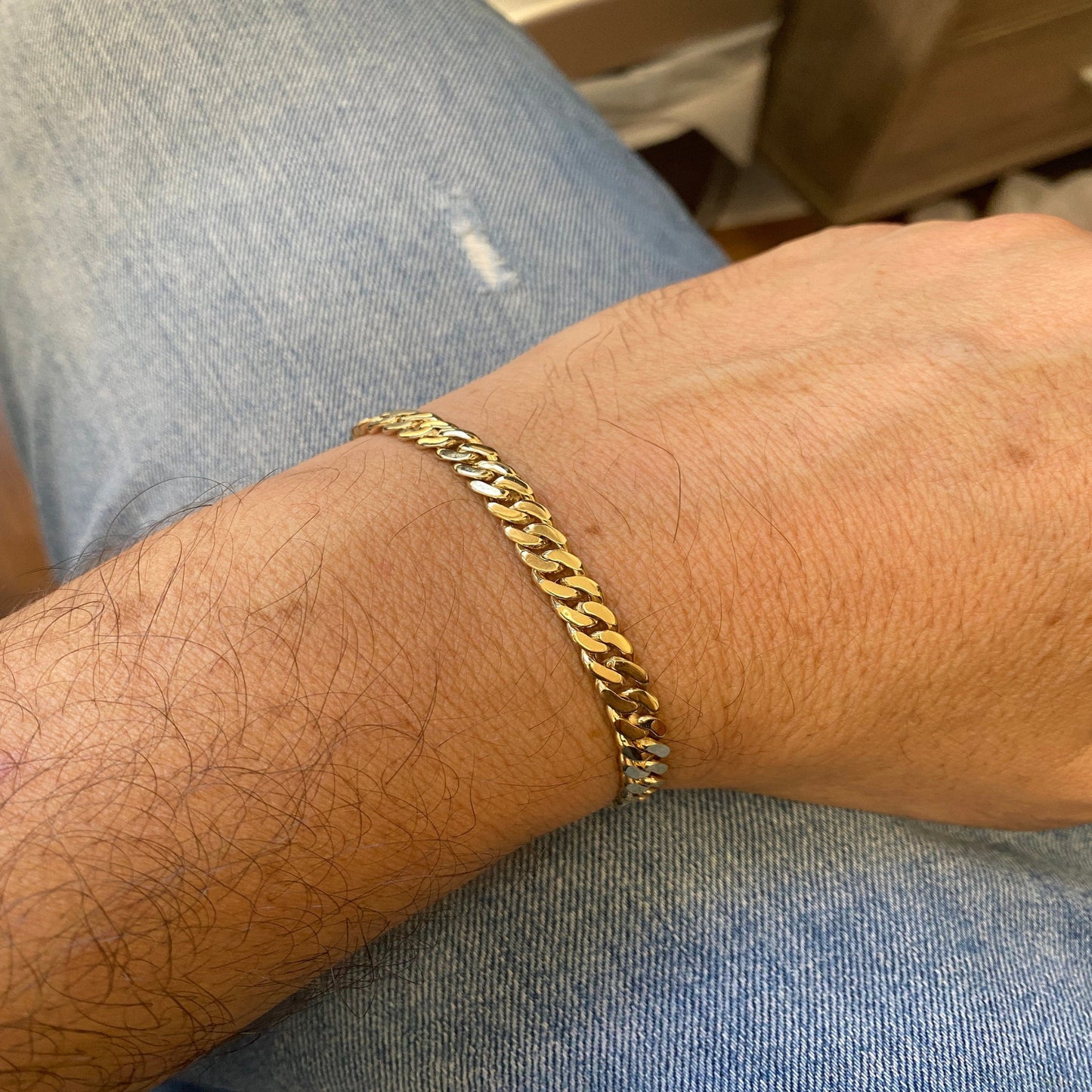 14K REAL Gold Cuban Chain Bracelets/Thick Hollow Gold Chain/ 4 Different Sizes