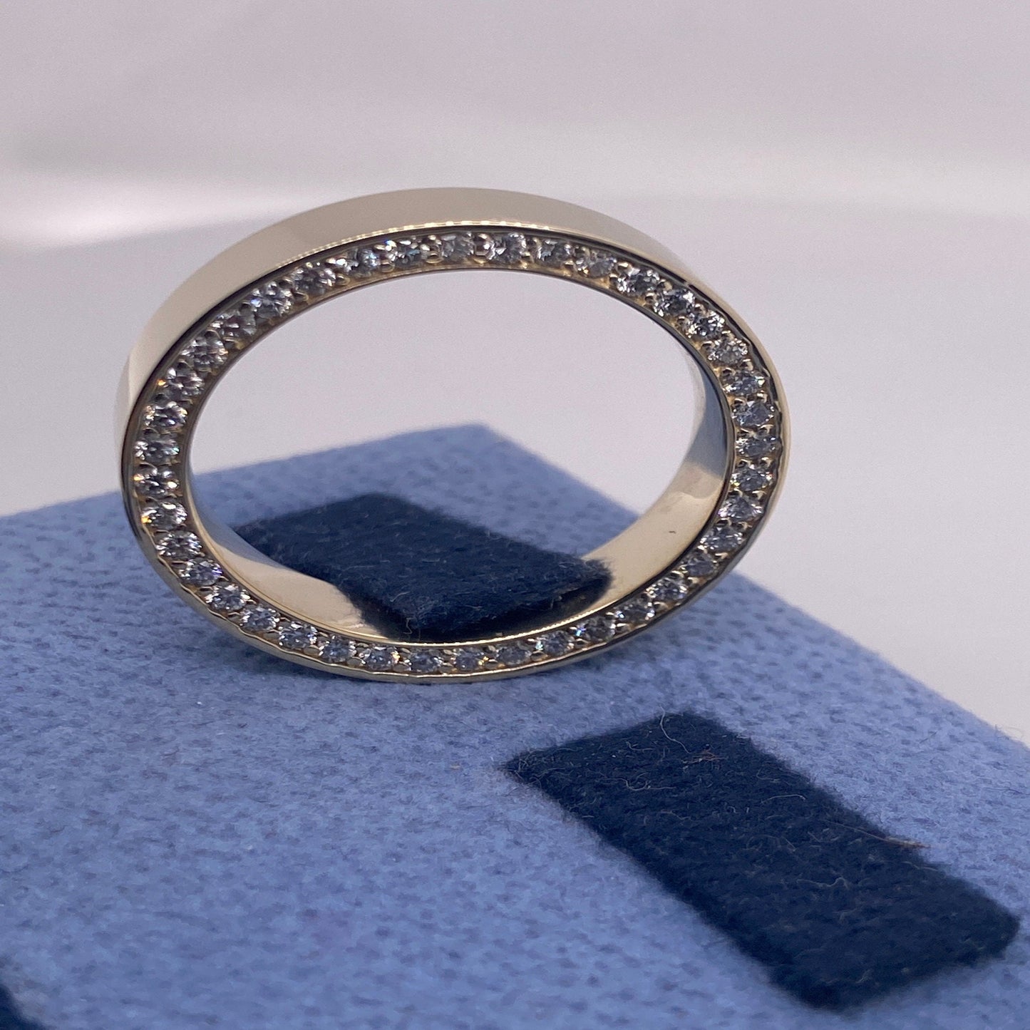 14K Solid Gold Flat Top 6mm Wedding Band with Natural Diamonds on the Sides