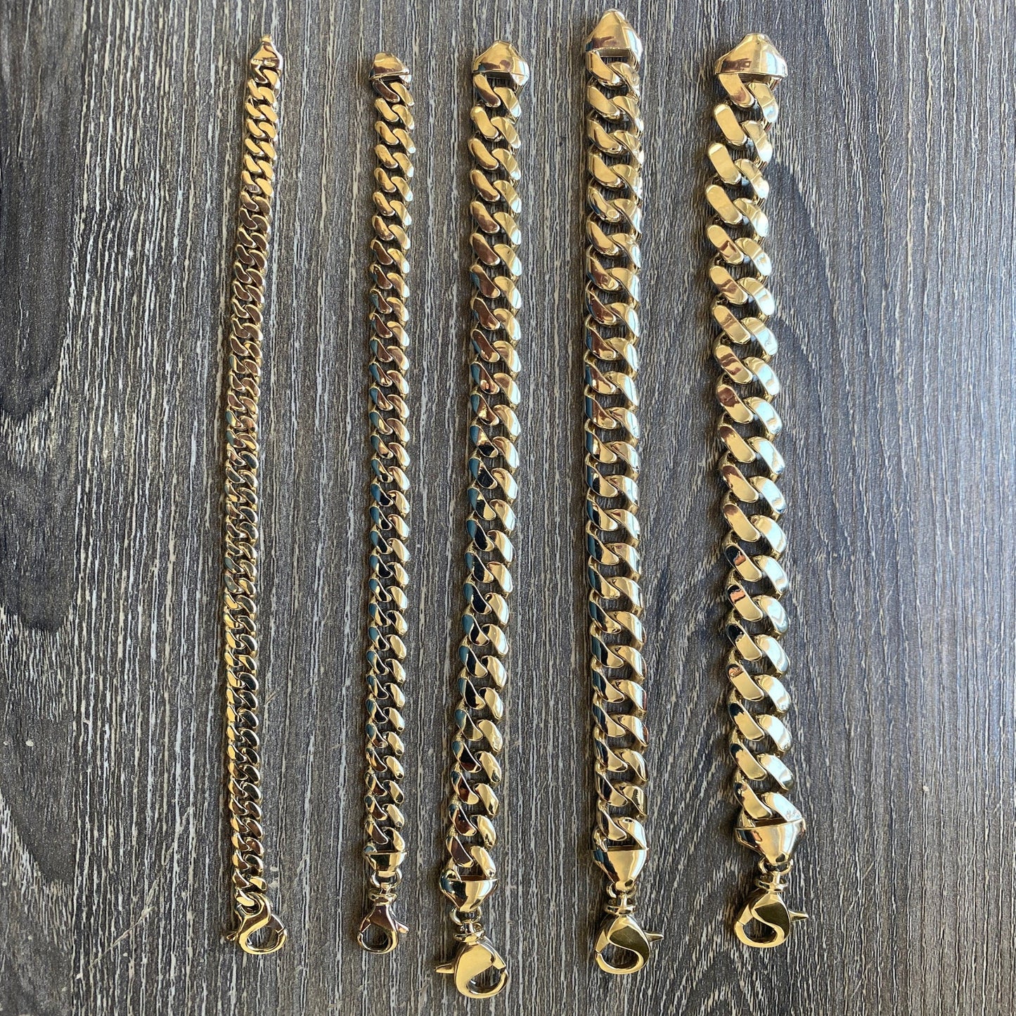 14K REAL Gold Cuban Chain Bracelets/Thick Hollow Gold Chain/ 4 Different Sizes