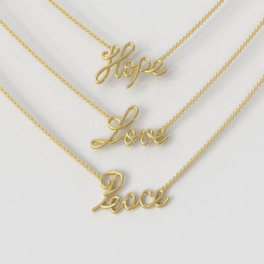 Gold Simple Hope  Love Peace Necklace