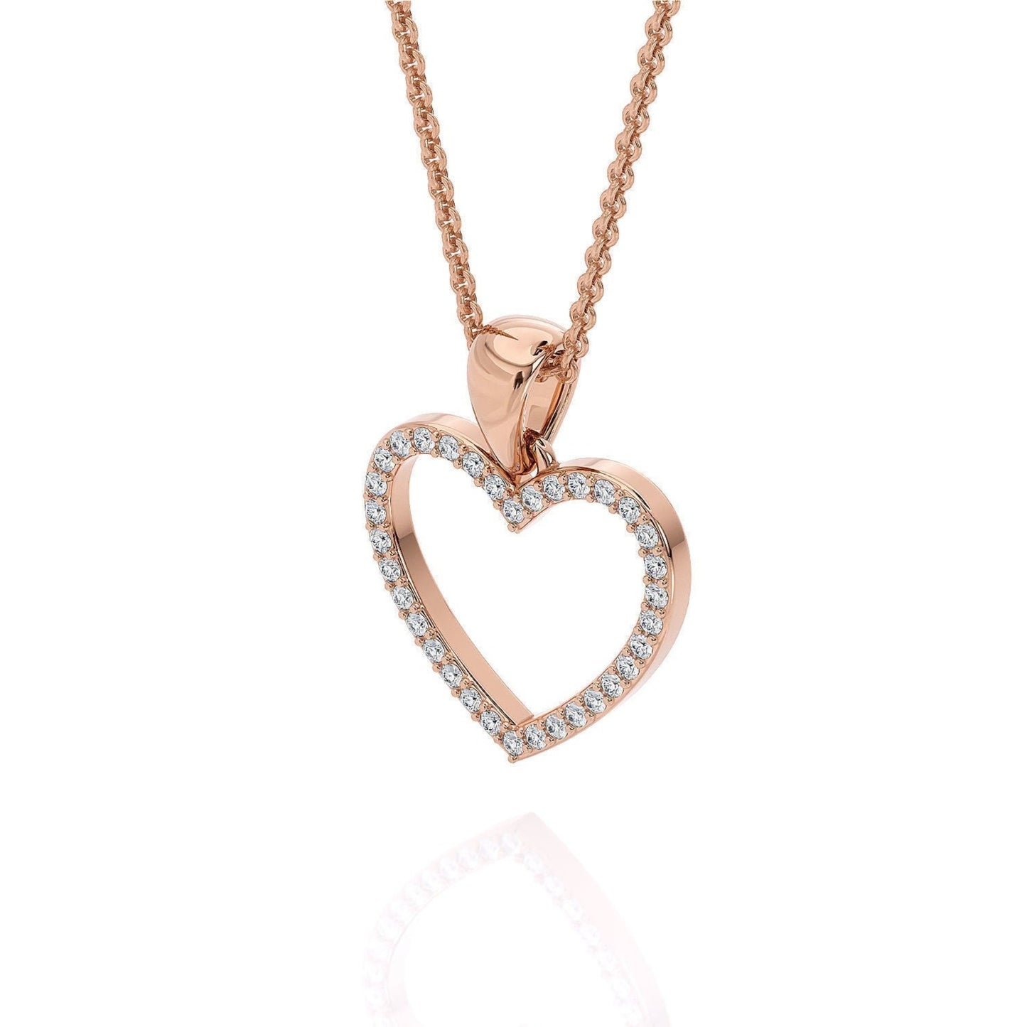 14K Solid Gold Heart Design Necklace with REAL Diamonds / Heart Necklace Gold / Diamond Gold Necklace / Dainty Heart Pendant