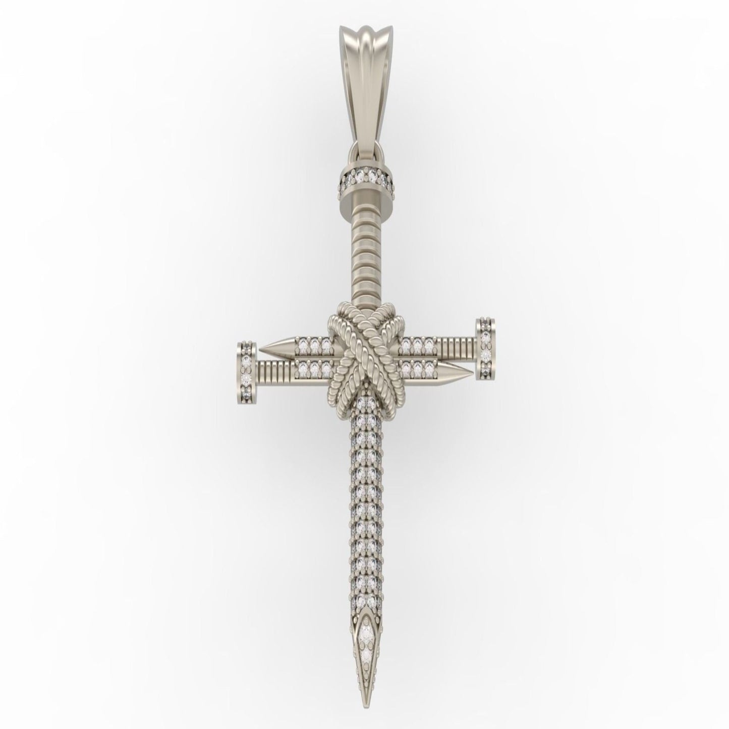 14K Solid Gold Diamond Nail Cross Pendant with REAL Diamonds / Diamond Nail Necklace Gold / Diamond Gold Necklace