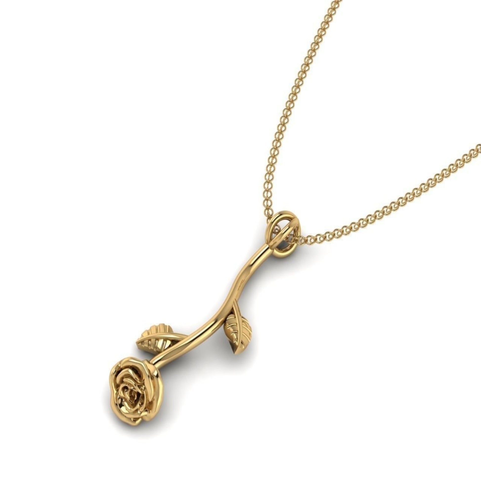 14k Solid Gold Rose Pendant / 14K Gold Rose Necklace / Gold Necklace / Gift for Her - JewelsnGlitters