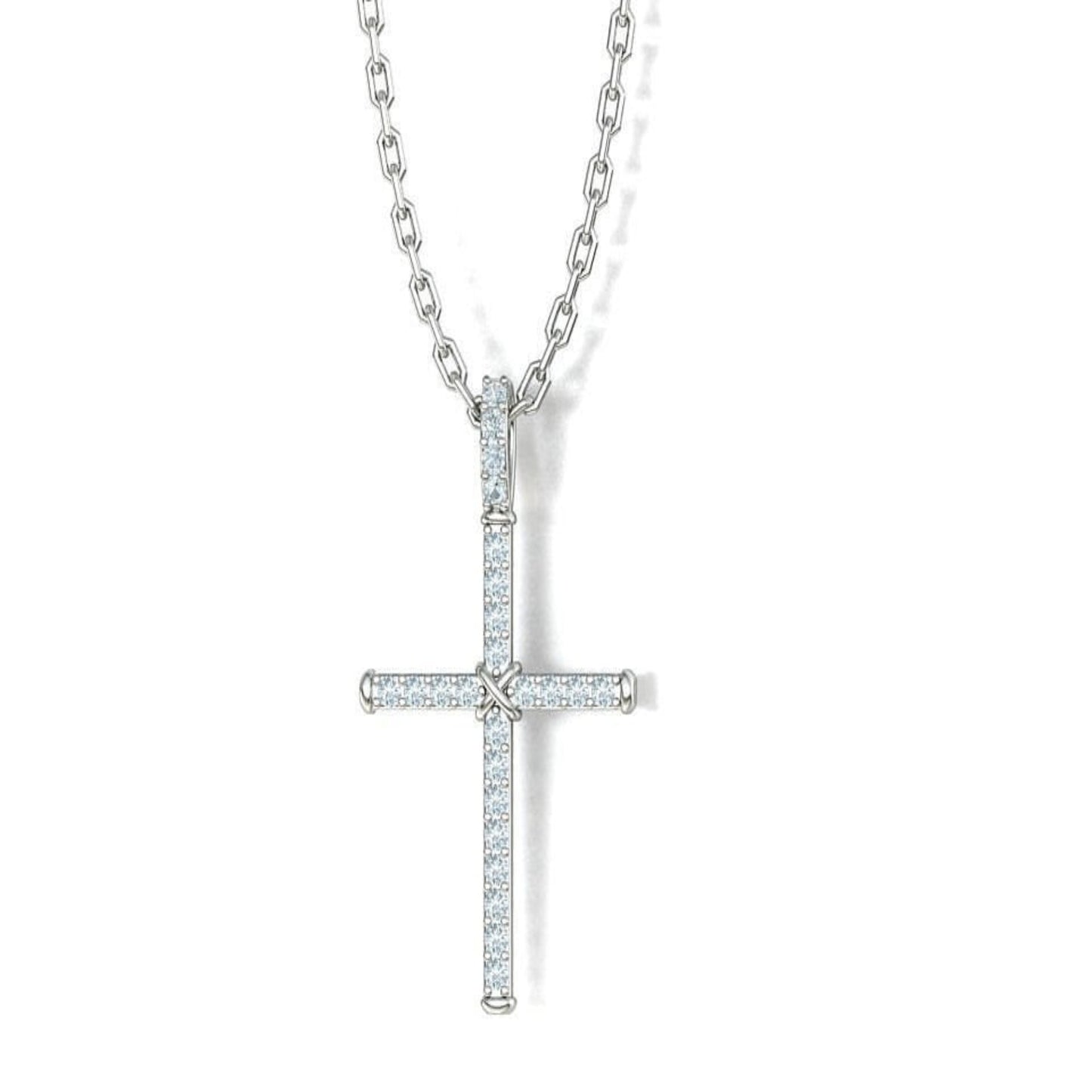 14K Solid Gold Diamond Cross Necklace 0.30 Total Carat Weight / Diamond Stylish Crucifix Pendant / Religious Necklace For Ladies