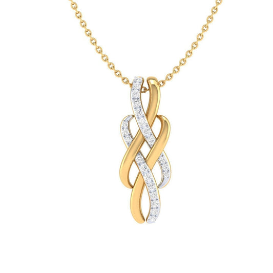 14K Solid Gold Diamond Rope design Necklace 0.15 Total Carat Weight