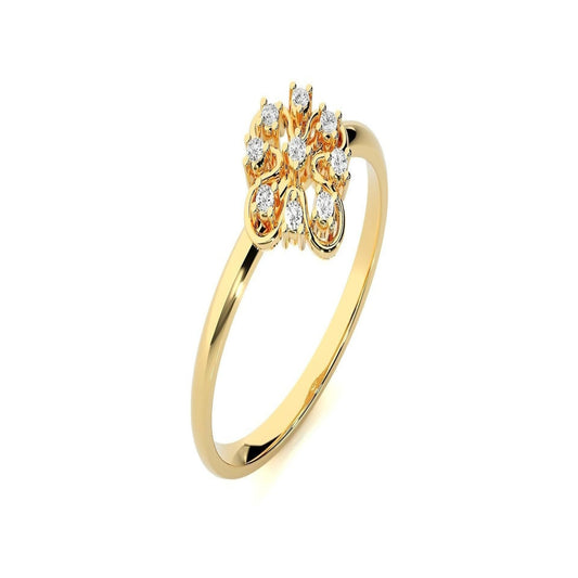 14K Diamond Solid Gold Diamond Ring / Flower Design top Design with 9 REAL Diamonds/ Diamond Ring / Gift for Her