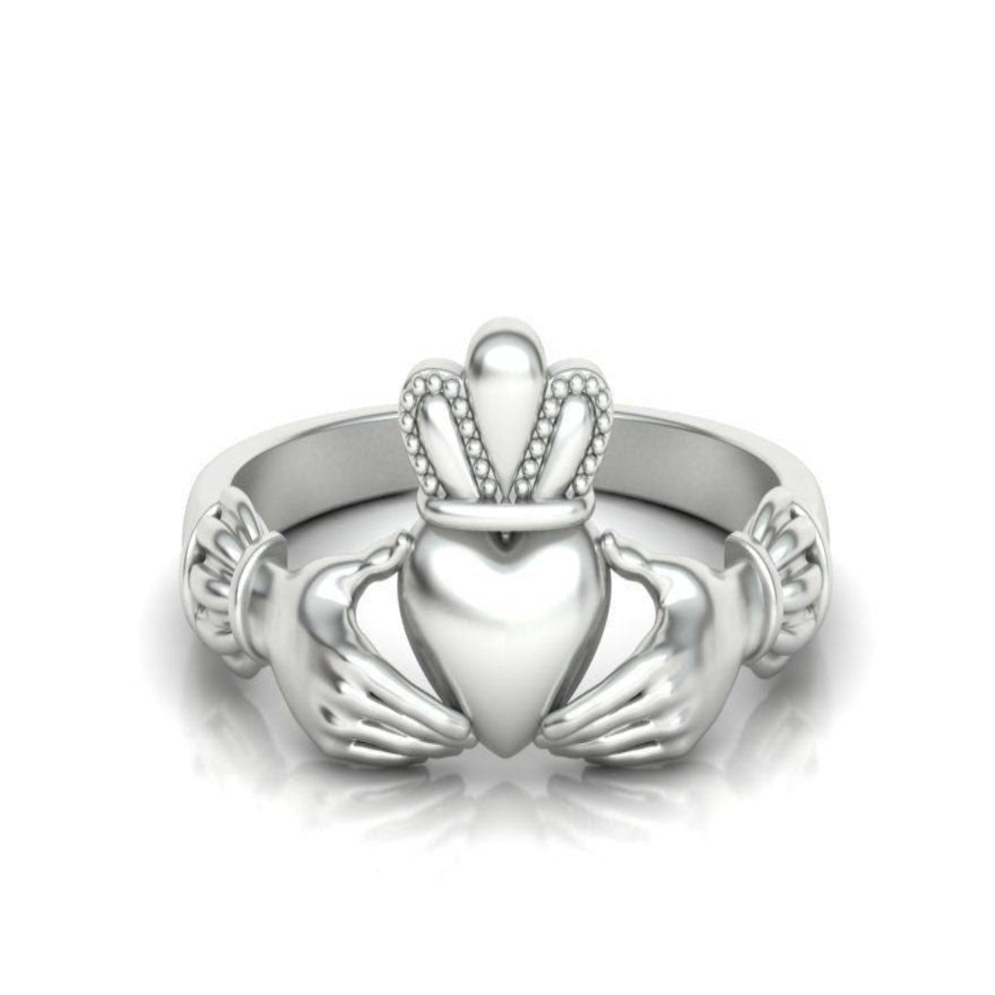 14K Solid Gold Irish Celtic Claddagh Ring/ Gift for Her - JewelsnGlitters