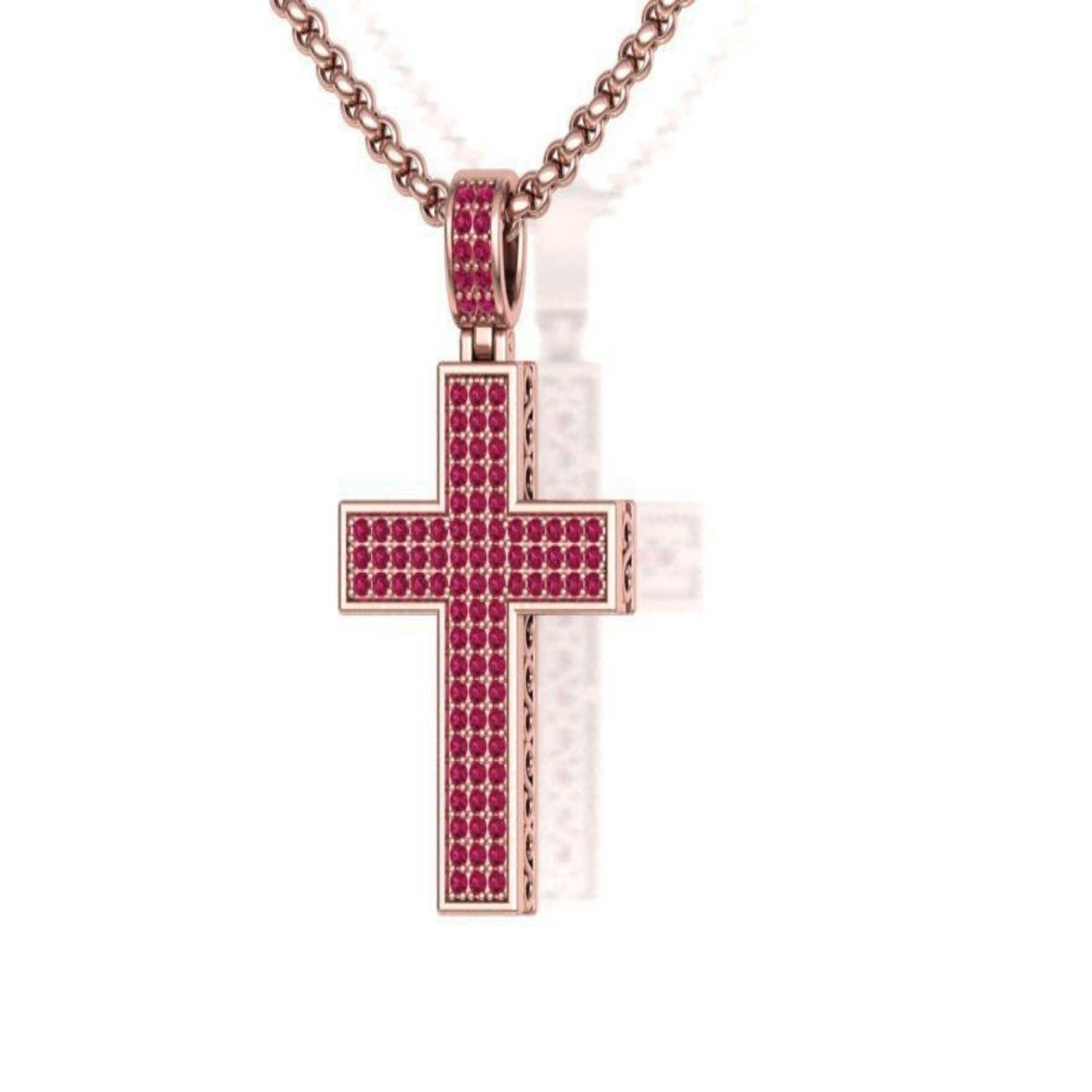 14K Solid Gold Diamond Cross Necklace 0.50 Total Carat Weight / Diamond Crucifix Pendant / Religious Necklace For Ladies 32.30x24mm - JewelsnGlitters