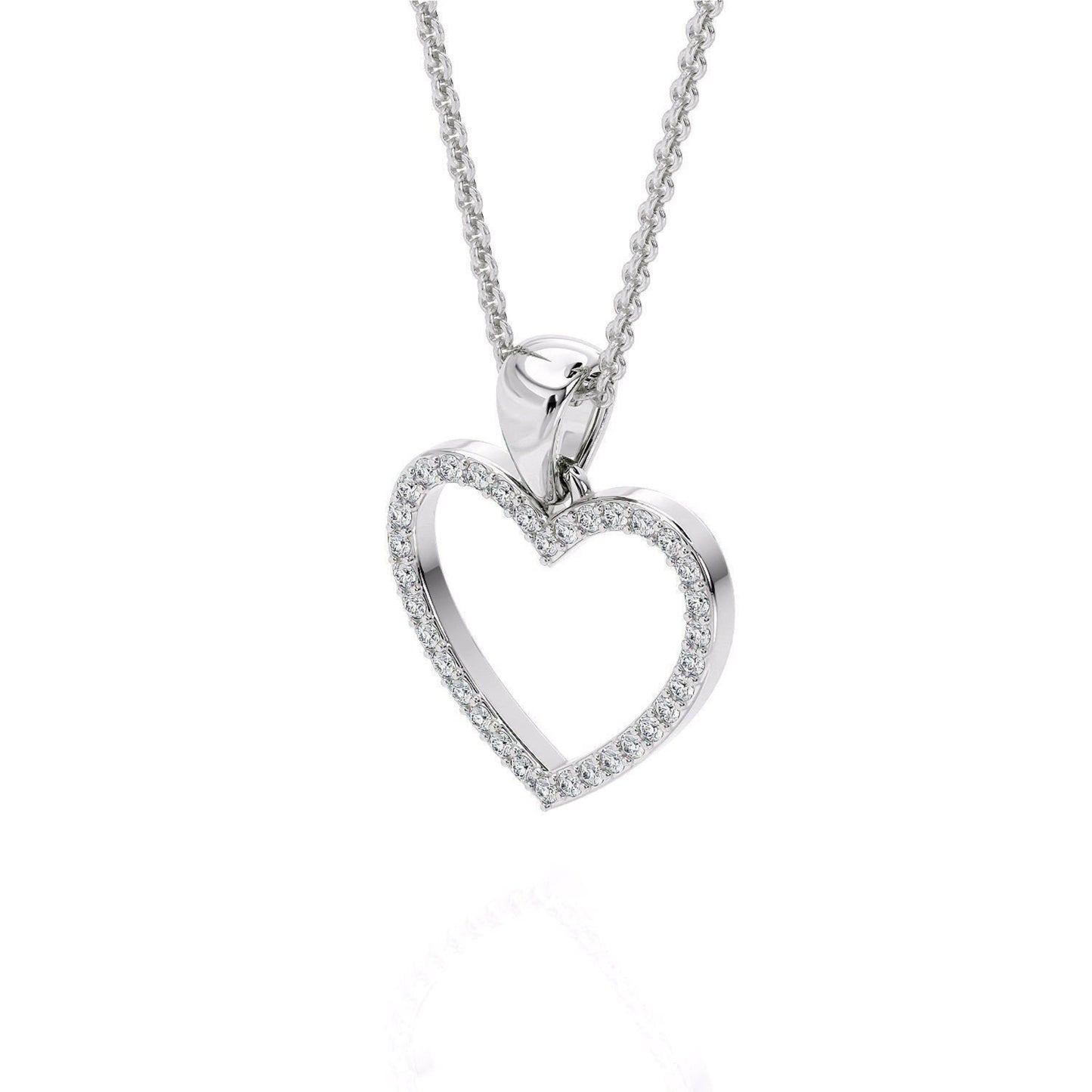 14K Solid Gold Heart Design Necklace with REAL Diamonds / Heart Necklace Gold / Diamond Gold Necklace / Dainty Heart Pendant