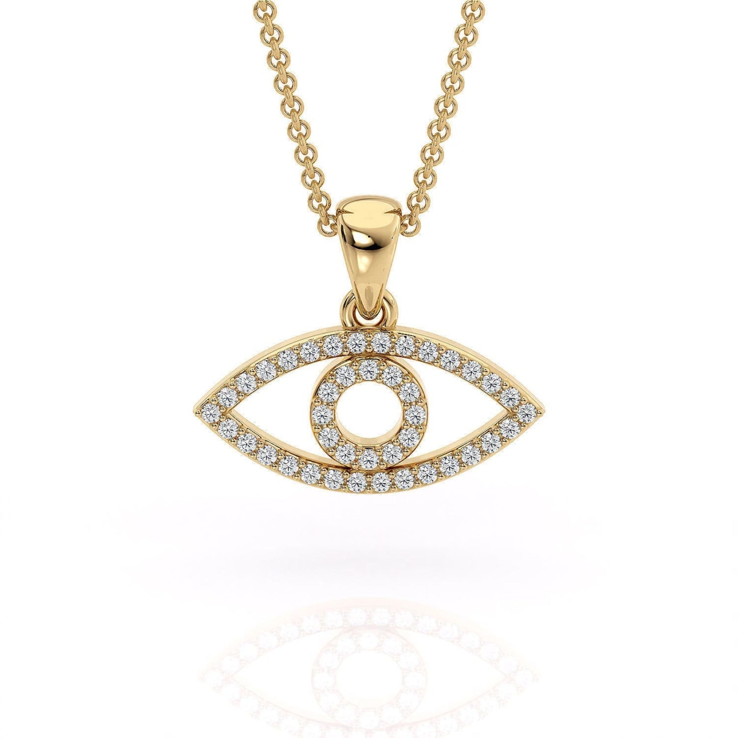 14K Solid Gold Evil Eye Design Necklace with REAL Diamonds / Evil Eye Necklace Gold / Diamond Gold Necklace / Dainty Evil Eye Pendant