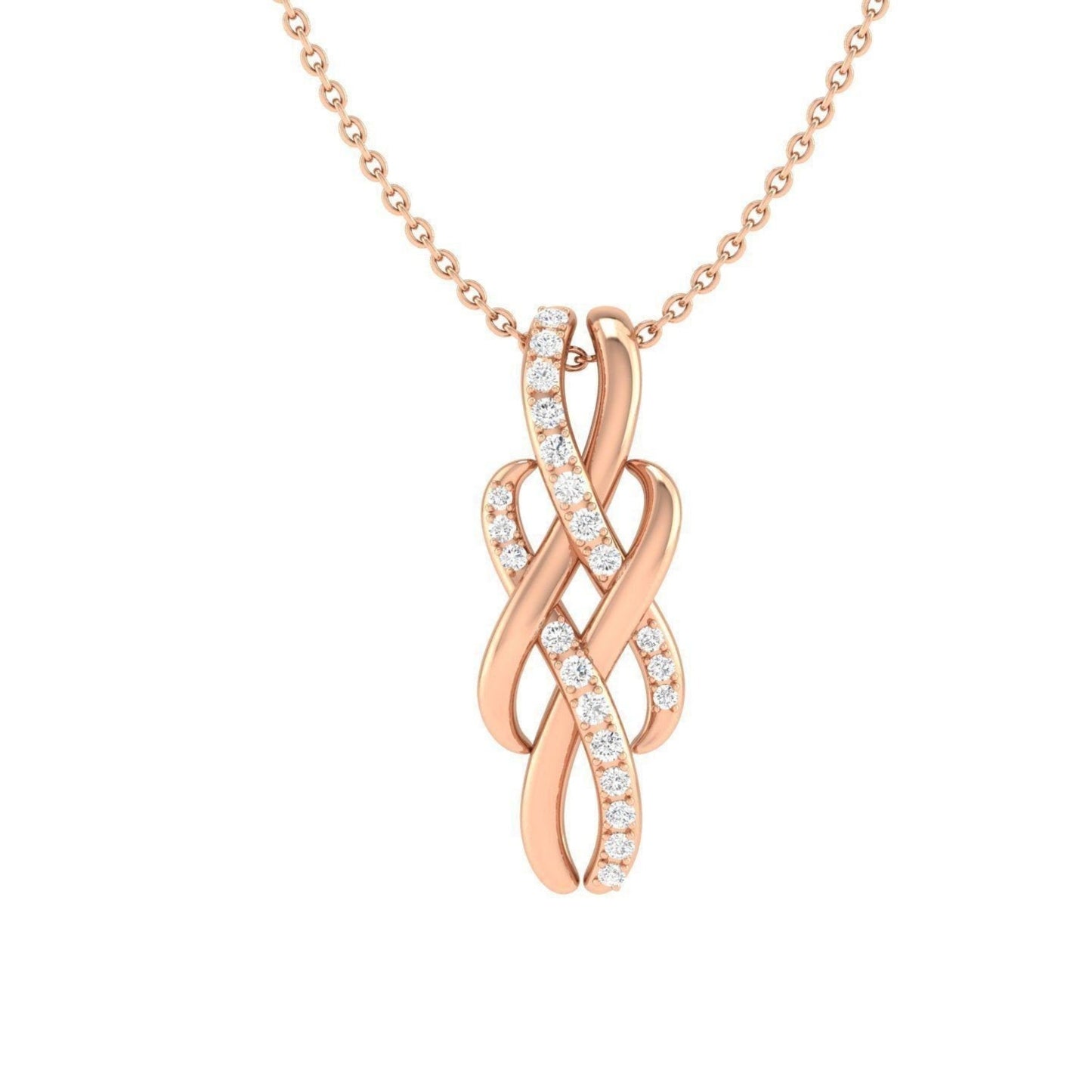 14K Solid Gold Diamond Rope design Necklace 0.15 Total Carat Weight