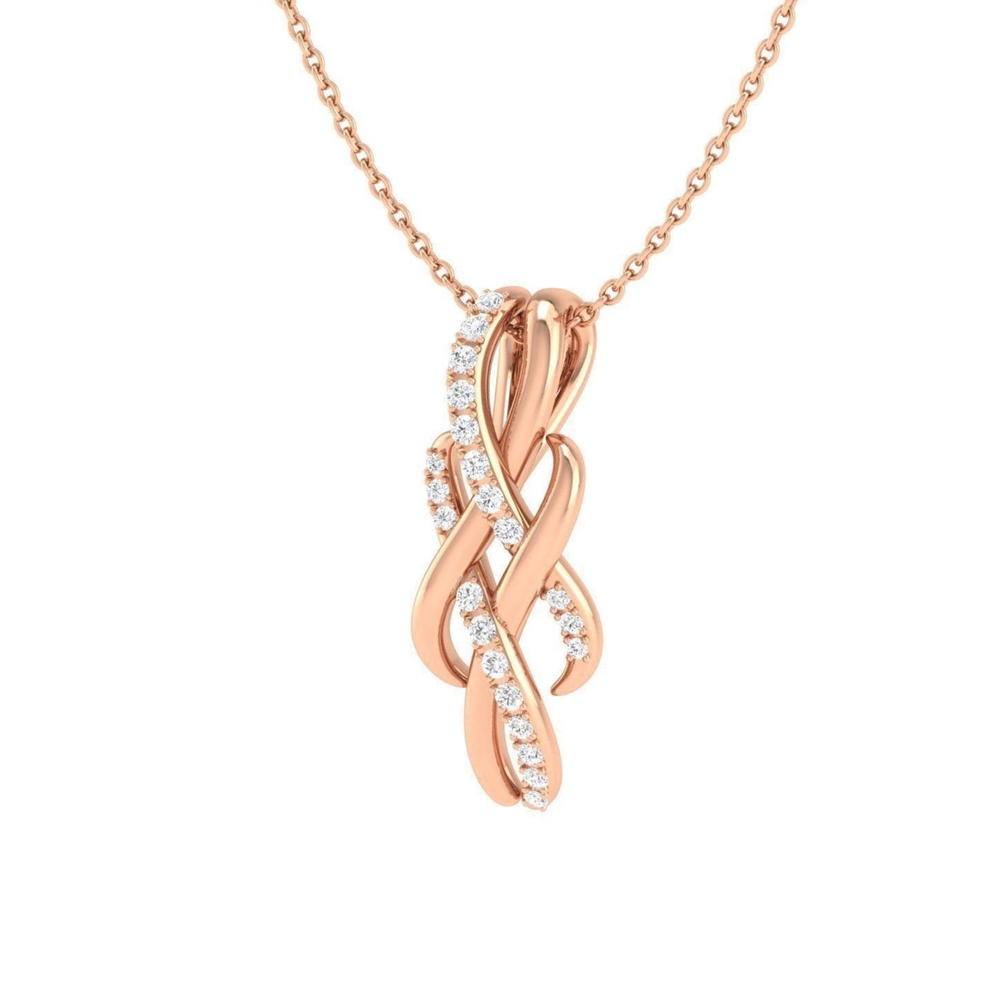 14K Solid Gold Diamond Rope design Necklace 0.15 Total Carat Weight