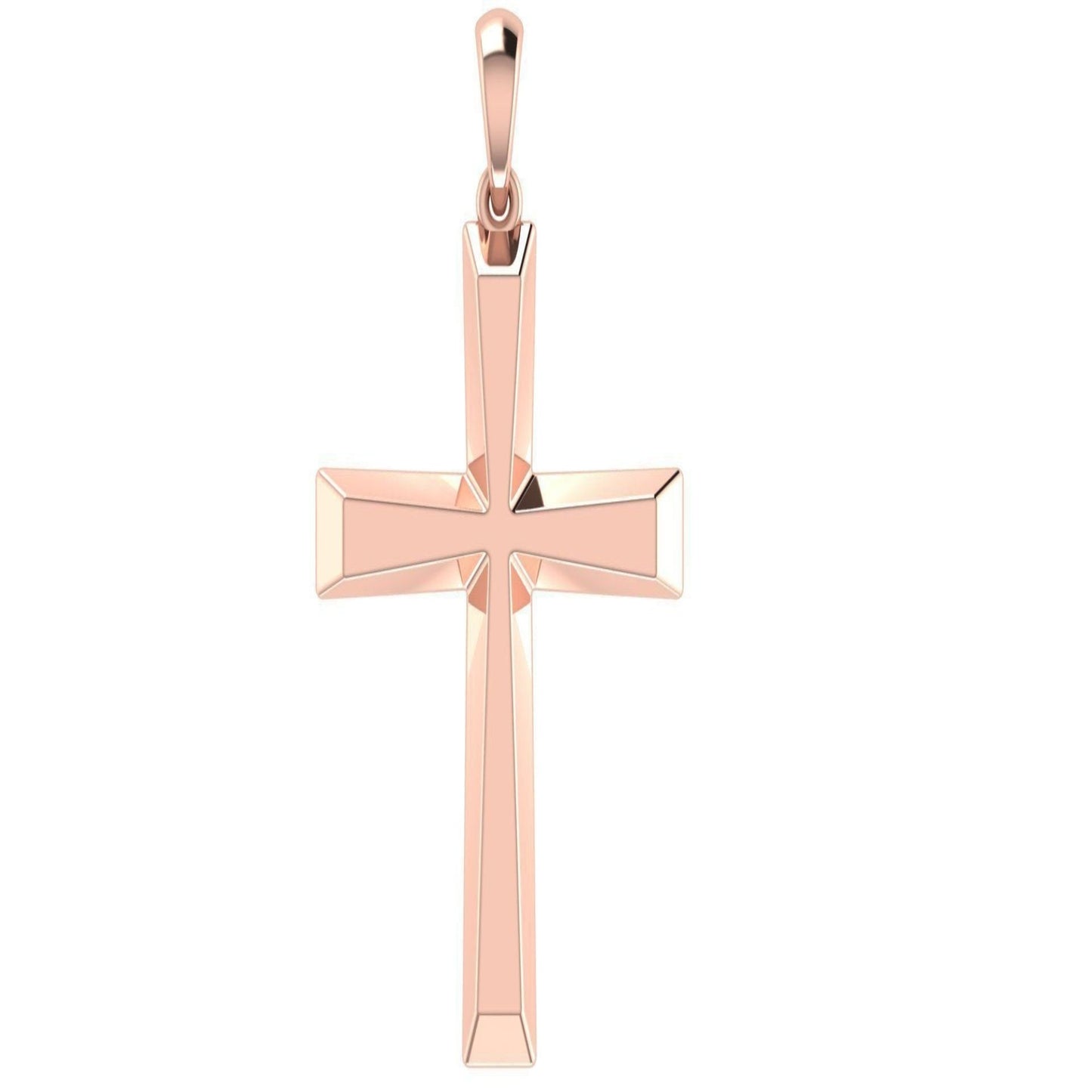 14K Solid Gold Cross Necklace / Crucifix Simple and Classic Pendant / Religious Necklace For Women / For Men 30mm x 22mm